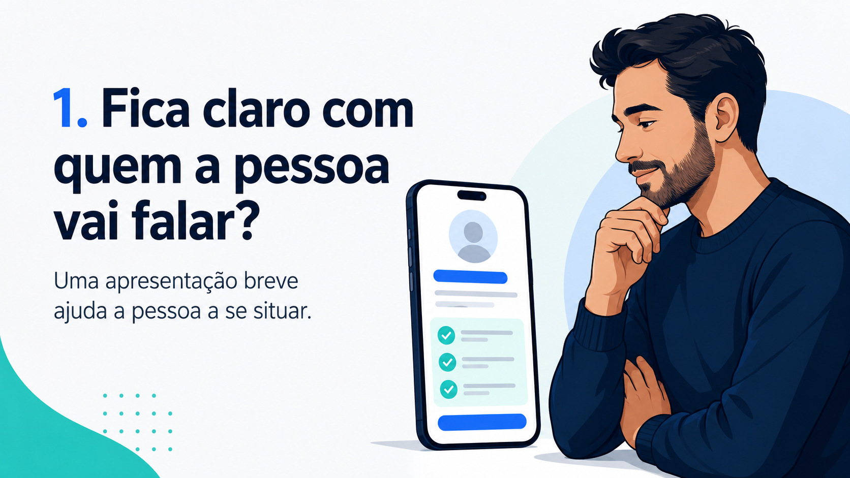 Pessoa observando uma apresentação profissional organizada em um celular.